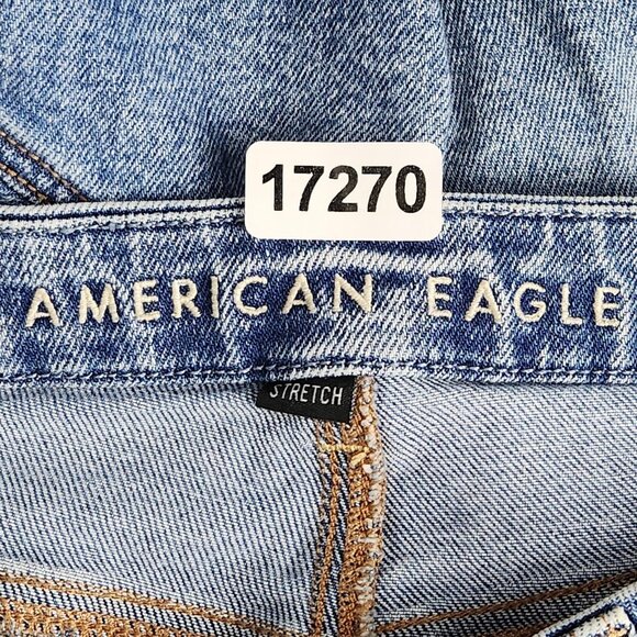 American Eagle Jeans Womens 4 Light Wash Curvy Mom Jean Distressed Stretch - Picture 10 of 13